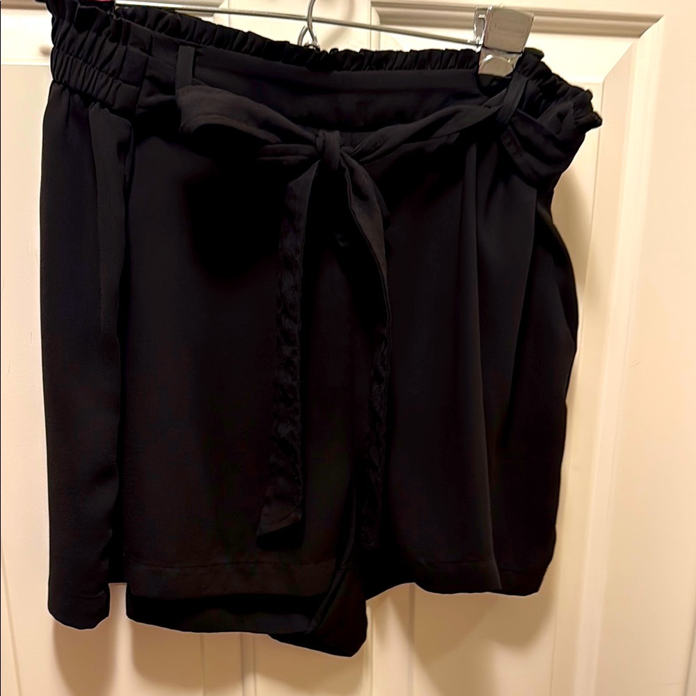 Black Women's Shorts with Tie Waist